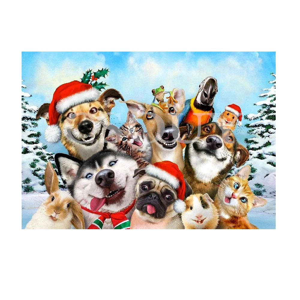 

5D Diy Diamond Painting Cross Christmas Dog Full Square Round Diamond Embroidery Home Decor Mosaic Needlework Rhinestones Gifts