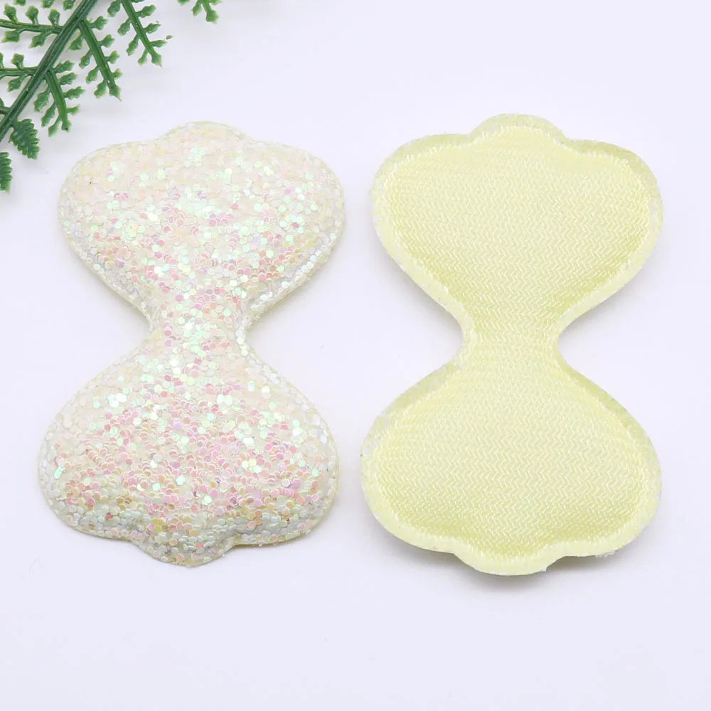 10pcs Patches On Clothes Glitter Padded Sequin Cloth Pretty Bowknot Knapsack Headwear Hair Clip Accessories Craft Supplies 084 - Цвет: Цвет: желтый
