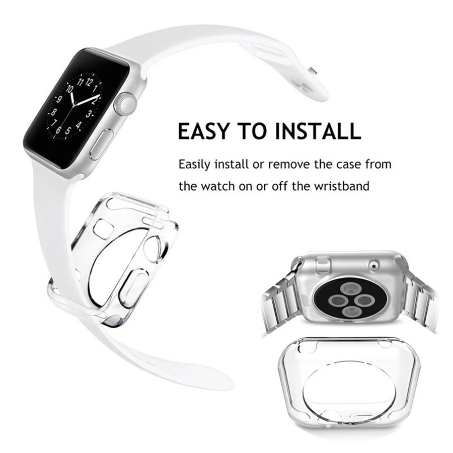 Универсальный Ультратонкий чехол для apple watch 38 мм прозрачный мягкий защитный