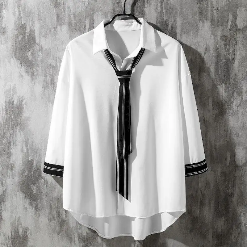 Spring Summer Button Down Shirts For Men Bow Tie Shirt Male Long Sleeve Pen Original Design Five-color Flower White Top long sleeve shirt men casual shirt