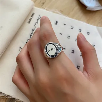 

RUIYI Real 925 Sterling Silver Minimalist Original Personality Design Twisting Beer Cap Rings Make Old Distress Niche Open Rings