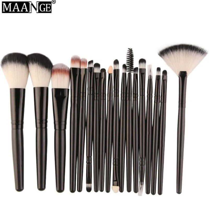Набор кистей для макияжа, пудра, Тональная основа, румяна, тени для век, подводка для глаз, Кисть для макияжа, инструменты MAANGE, 18 шт