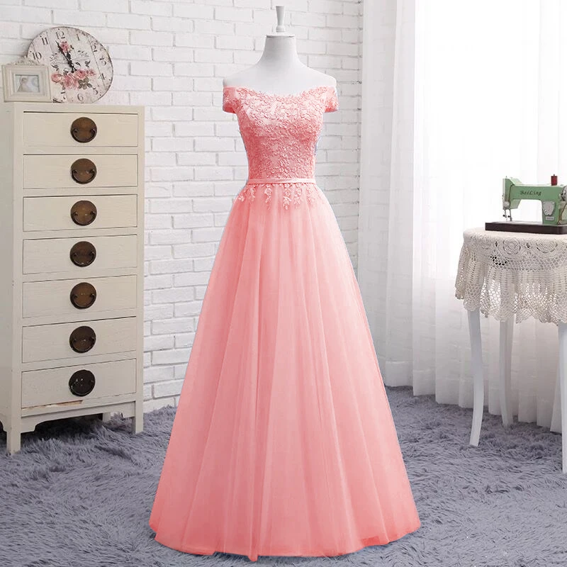 Light Pink Платье трапециевидной формы с рукавами-крылышками и кружевной аппликацией; платье подружки невесты; vestido de festa Robe De Soiree Longue ; вечерние платья; DR04O - Цвет: Light Pink
