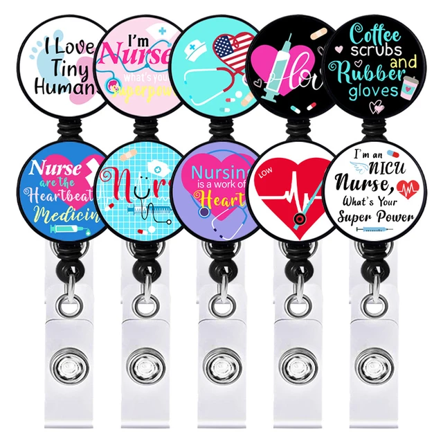 1 Piece Colorful Flower Y2K Retractable Nurse Badge Reel Cute Love Heart  Students Name Tag ID Card Holder Keychains Lanyard - AliExpress