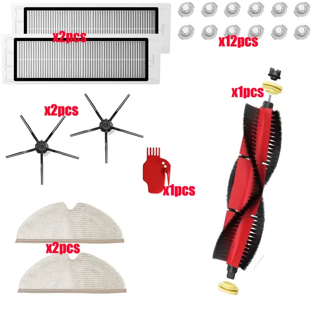 For Xiaomi Roborock S5 Max S6 S50 S51 S55 Vacuum Cleaner Part Accessories HEPA Filter + Side Brush + Main Brush + Mop Cloths L