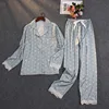 Home Clothes Women's Summer Two Piece Suit Pajamas Ice Silk Satin Thin Outwear Print Lace Pyjamas Sleep Wear Lounge Set ► Photo 3/6