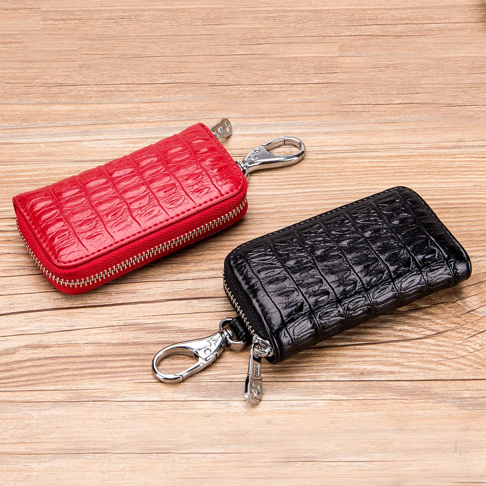 

Automobile Remote Control Key Bag Men Genuine Leather Couples Cool Universal Zipper Key Women's Business Key Bag