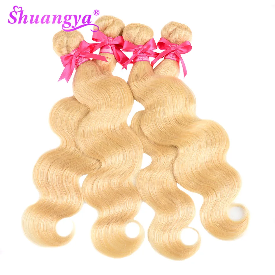 

Shuangya Hair Body Wave Bundles Peruvian Hair Bundles Blonde Remy Hair Human Hair Bundles 613 Hair 1/3/4 Piece Hair Extension
