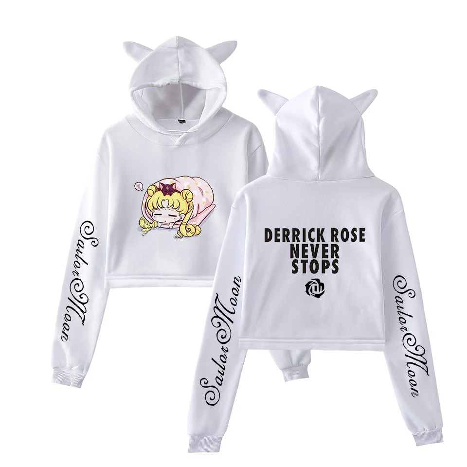Сейлор Мун толстовки Kawaii одежда Топы женские кошачьи уши Толстовка Harajuku корейский стиль 90s мультфильм Ullzang Толстовка Femme девушки