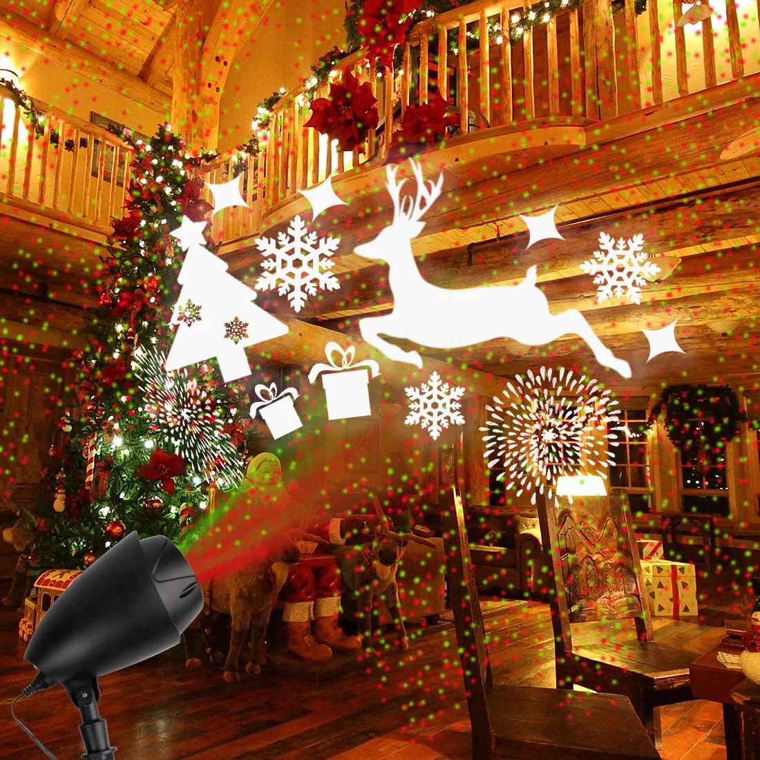

2019 Cross Border New Style 3D Pattern Red And Green Laser Light Christmas Daily High Qing Do Not Fade Pattern Projection Lamp
