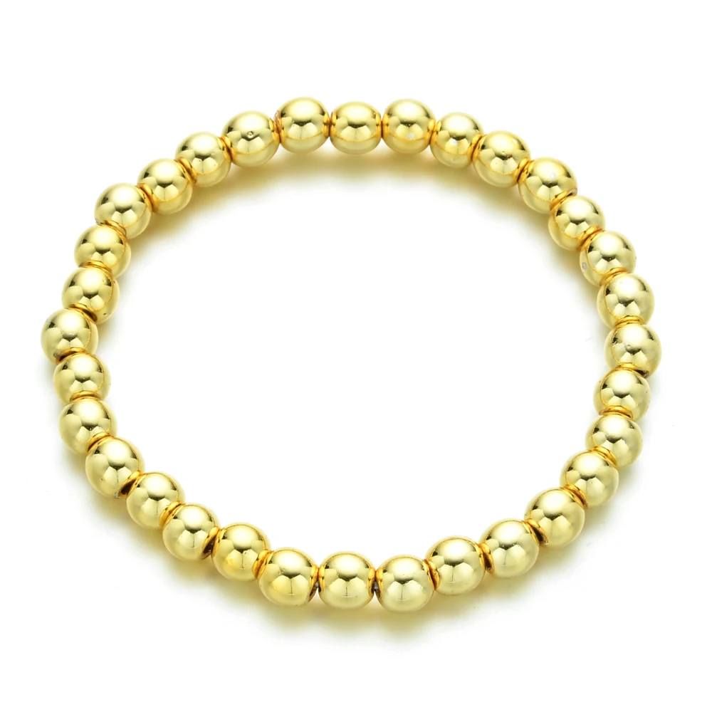 ZMZY Silver Color Gold Beads Bracelet for Women Trendy Statement Round Beaded Handmade Bracelet Fashion Jewelry - Image 2