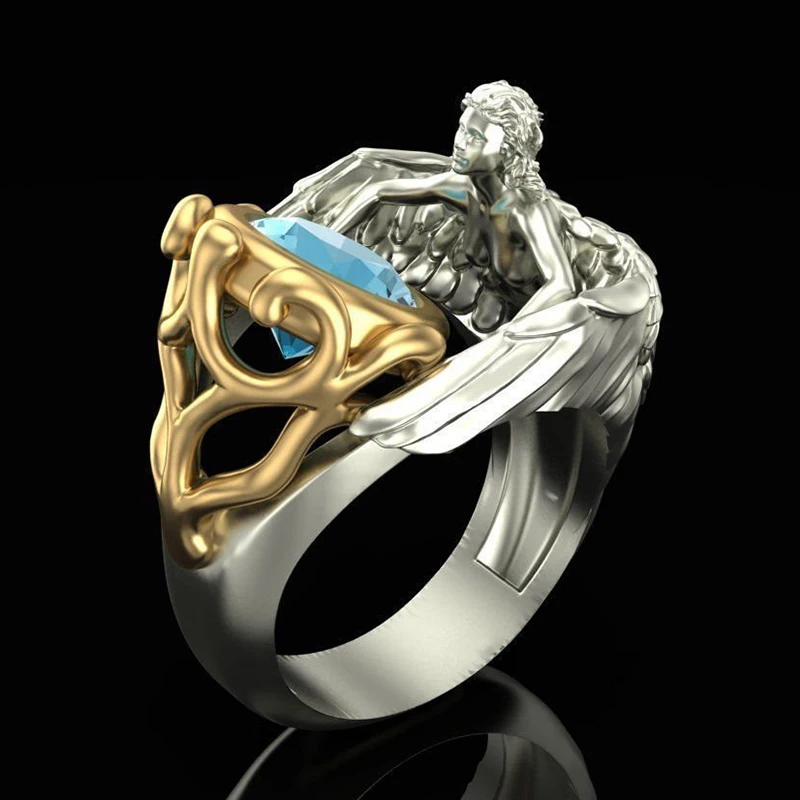 Винтажные креативные Кольца Крылья Ангела для женщин двухцветные