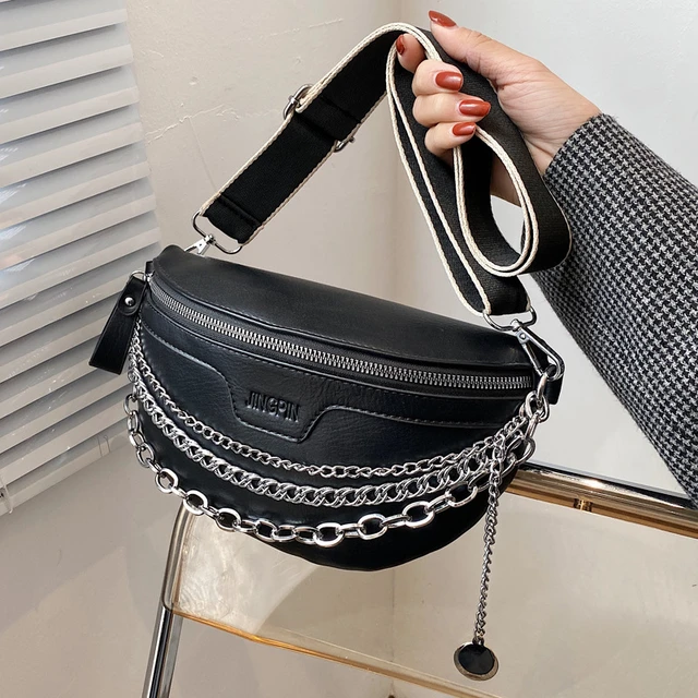 Women Chain Fanny Pack Leather Waist Bag Luxury Chest Belt Bags Ladies  Shoulder Bag Mini Adjustable Small Crossbody Kidney Bags - AliExpress