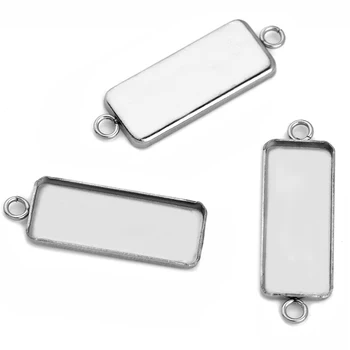 

20pcs NO Fade Stainless Steel Pendant Blank Base Empty Support DIY Fit 10*25MM Rectangular Accessories Jewelry Making Wholesale