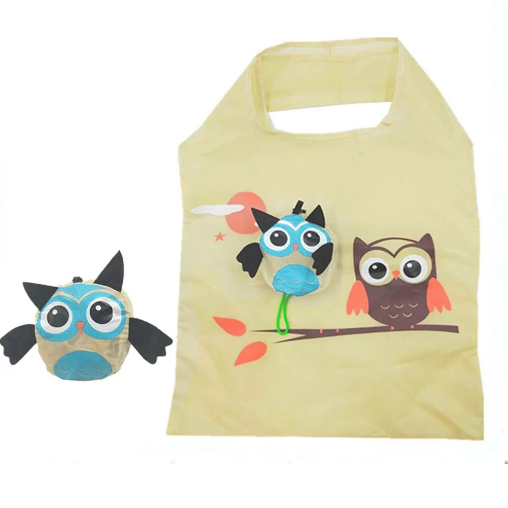 Handbag With Handle Folding Gift Travel Eco-friendly Reusable Cartoon Animal Ladies Food Easy Storage Tote Portable Shopping Bag - Цвет: Бежевый