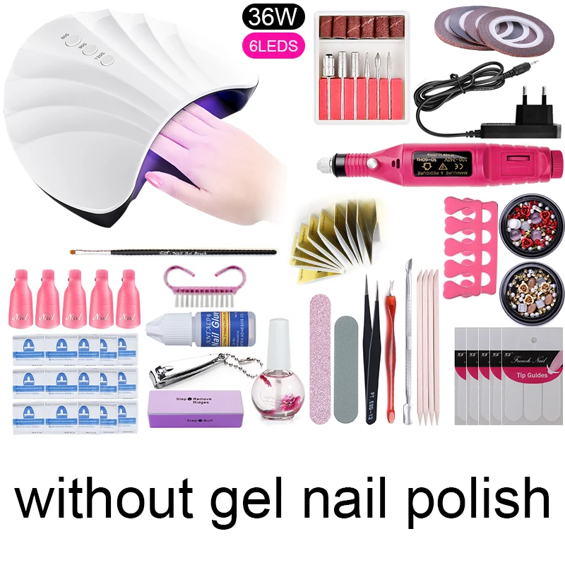Set15 Ur Sugar маникюрный набор для маникюра с 36 Вт/48 Вт/54 Вт Светодиодная лампа для ногтей дрель для ногтей Набор лаков для ногтей акриловый набор инструментов для дизайна ногтей - Цвет: Set15