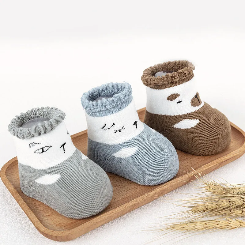 

3Pairs Autumn Winter Baby Socks Set Cartoon Thickening Thermal Socks Child Socks Newborn Terry Towel Socks