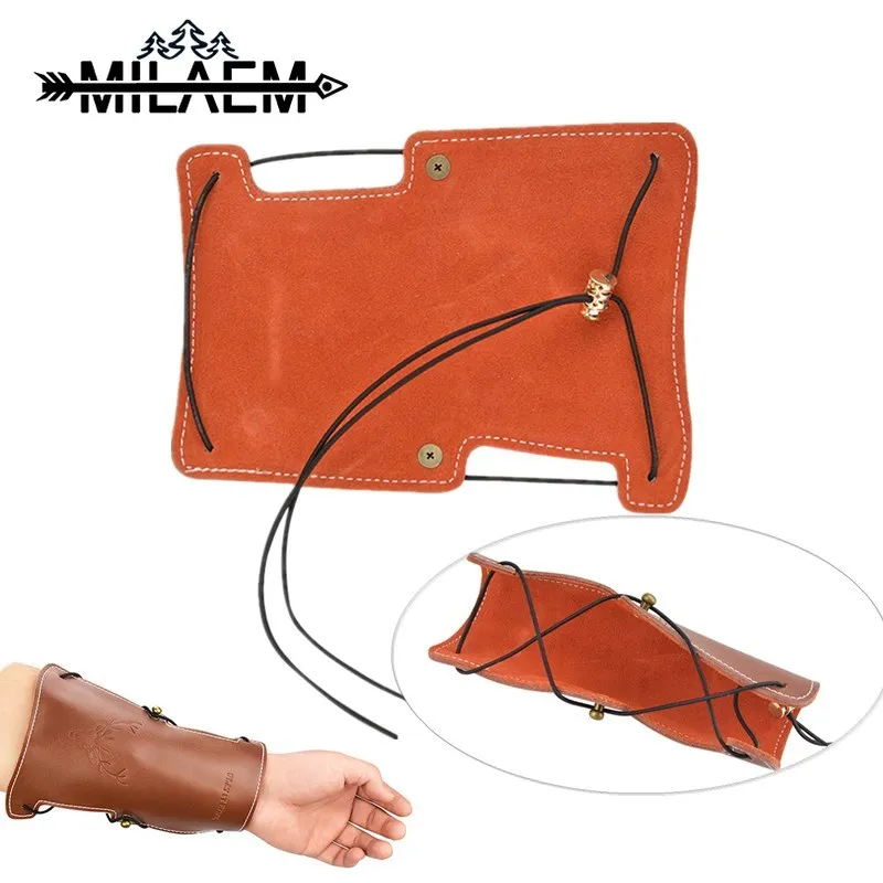 

Traditional Cow Leather Arm Guard Brown Wristband Protector Hunting Bow Tool To Protect Arm for Shooting Archery Accessories