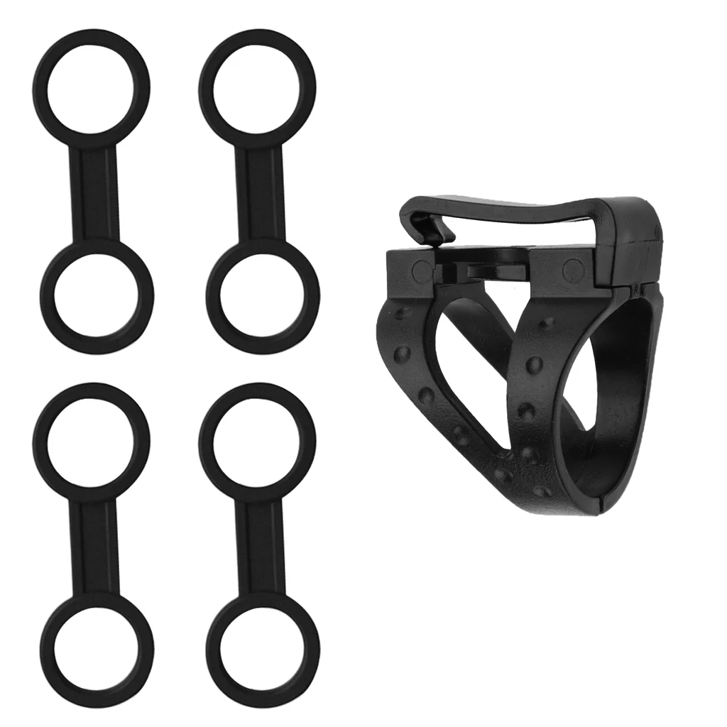4pcs Silicone Loop Style Snorkel Keeper+1x Plastic Snorkels Detachable Clip
