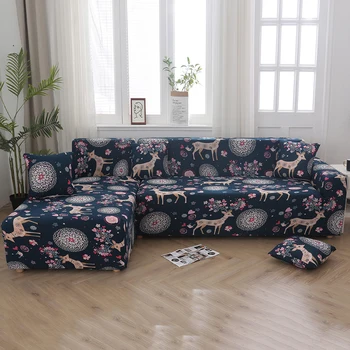 

Christmas Style Sofa Cover Cotton Elastic Couch Cover Sofa Covers for Living Room (Must Order 2pieces) to fit for Corner Sofa
