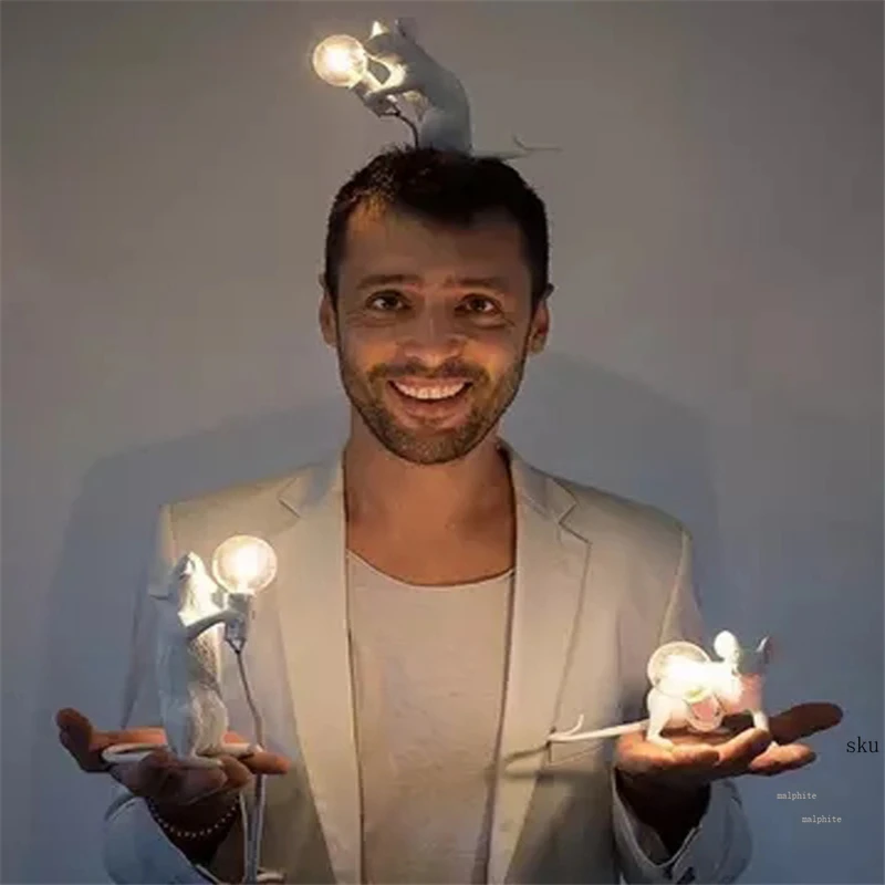 Cena Nordic włoski żywica szczur lampa stołowa sypialnia lampka nocna mysz dekoracje weselne lampa stołowa prezenty dla dzieci Anima LsItalian lampy stołowe