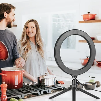 

10 Inch LED Ring Light with Tripod Stand 3200K-5500K Dimmable Table Camera Light Lamp 3 Light Modes 10 Brightness Level Light
