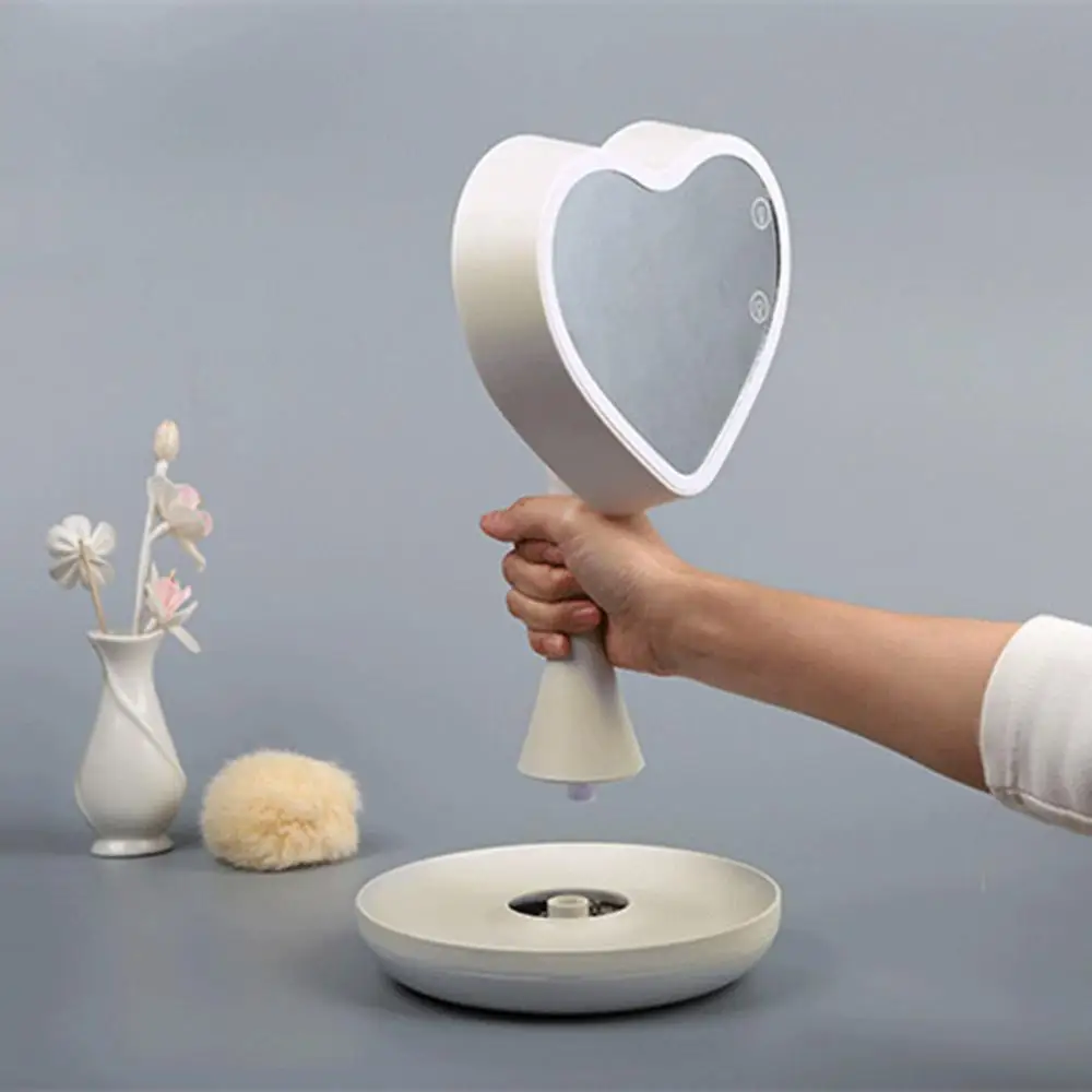 Светодиод в форме сердца зеркало для макияжа с лампой TouchSensor косметическое настольное зеркало лампа MU