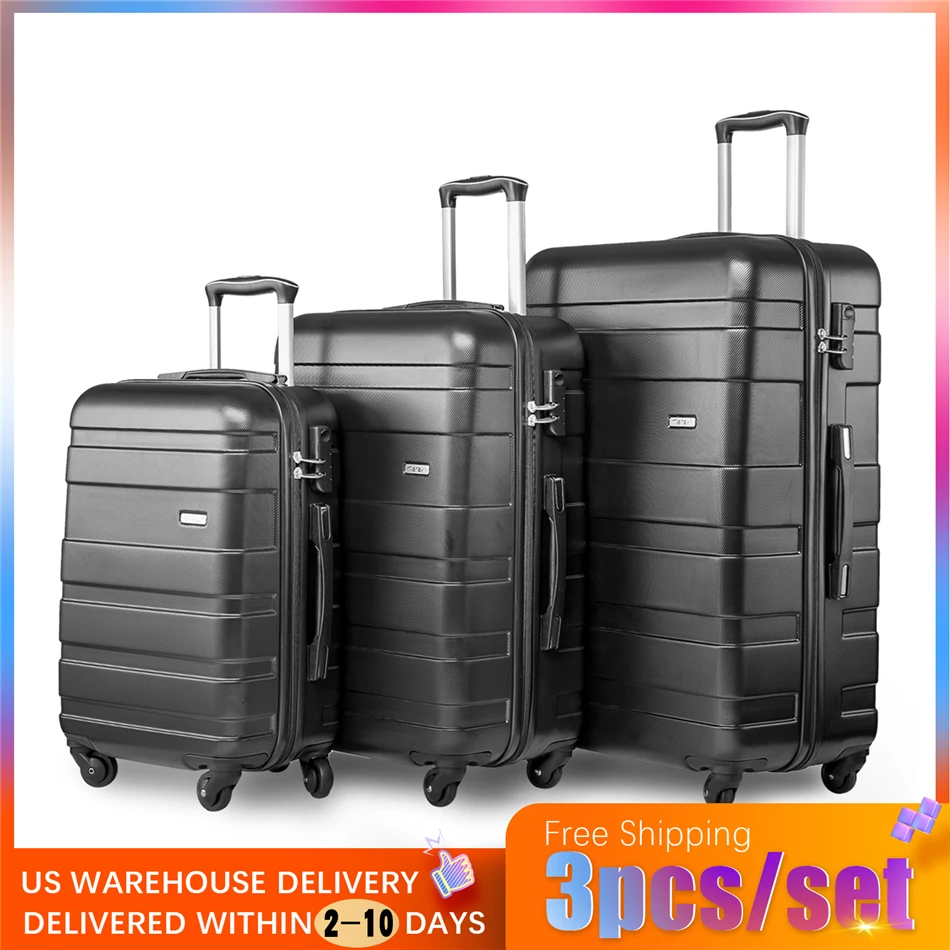 

3 Piece Set of 5 Colors Luggage Expandable Lightweight 4 Wheel Fine-tuning Travel Trolley Suitcase Travel Office Lock Luggage