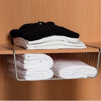 

New Iron Mesh Shelf Basket Cupboard Cabinet Door Organizer Rack Closet Holders Hanging Under Shelf Storage Basket Rack Organizer
