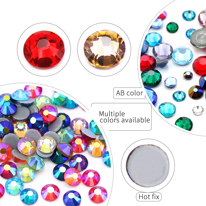 ss6-ss30 Multi-color Crystal AB Hot Fix Rhinestone Crystal Super Glitter Strass Iron On Rhinestones For wedding dress Garment hot fix rhinestones crystal rhinestones rhinestone crystals