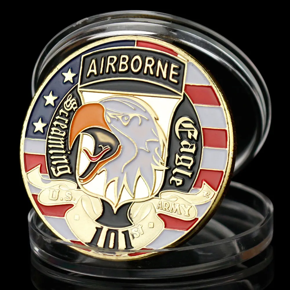 Military Coin 101st Airborne Division Souvenir USA Army Collectibles Gold Plated Commemorative Challenge | Дом и сад