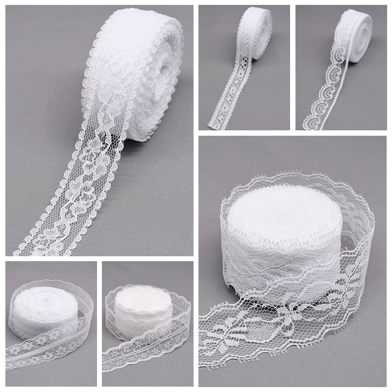 Lace Ribbon 10Yard 20-40mm White Lace Trim Ribbon DIY Embroidered For DIY Craft Wedding Sewing Decoration African Lace Fabric Garment Access lace fabric lace ribbon lace garment accessories lace sewing supplies lace decoration lace accessories lace sewing accessories