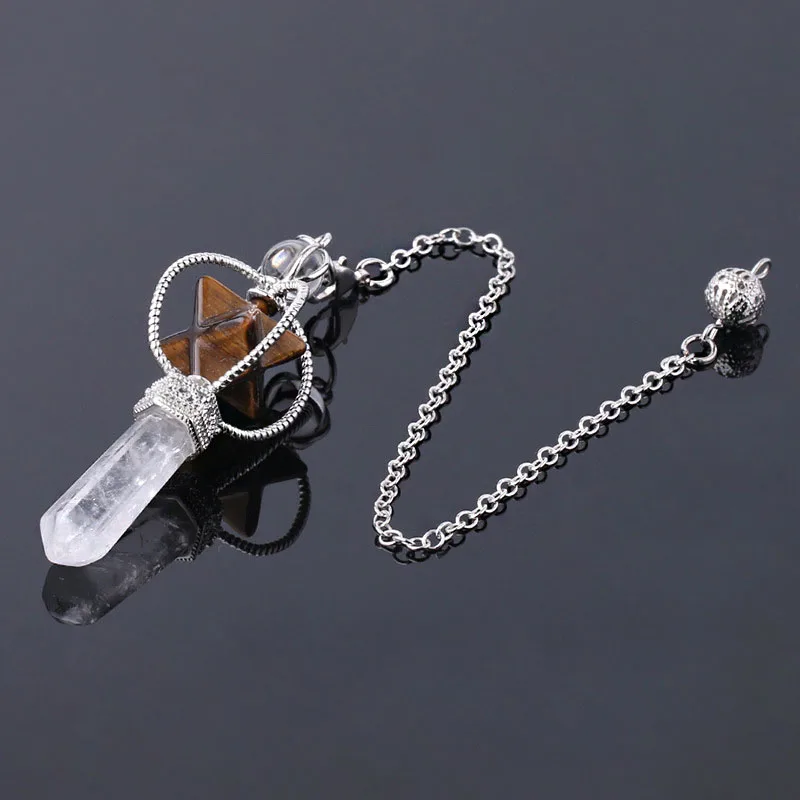 

Jingzeyi Europe and the United States popular rotation natural crystal hexagonal column spirit pendulum lucky star anise pendant