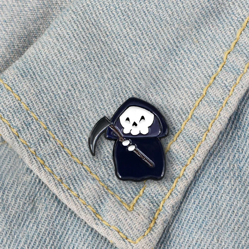 Значки с героями мультфильмов милые забавные Grim Reaper Броши для женщин креативный