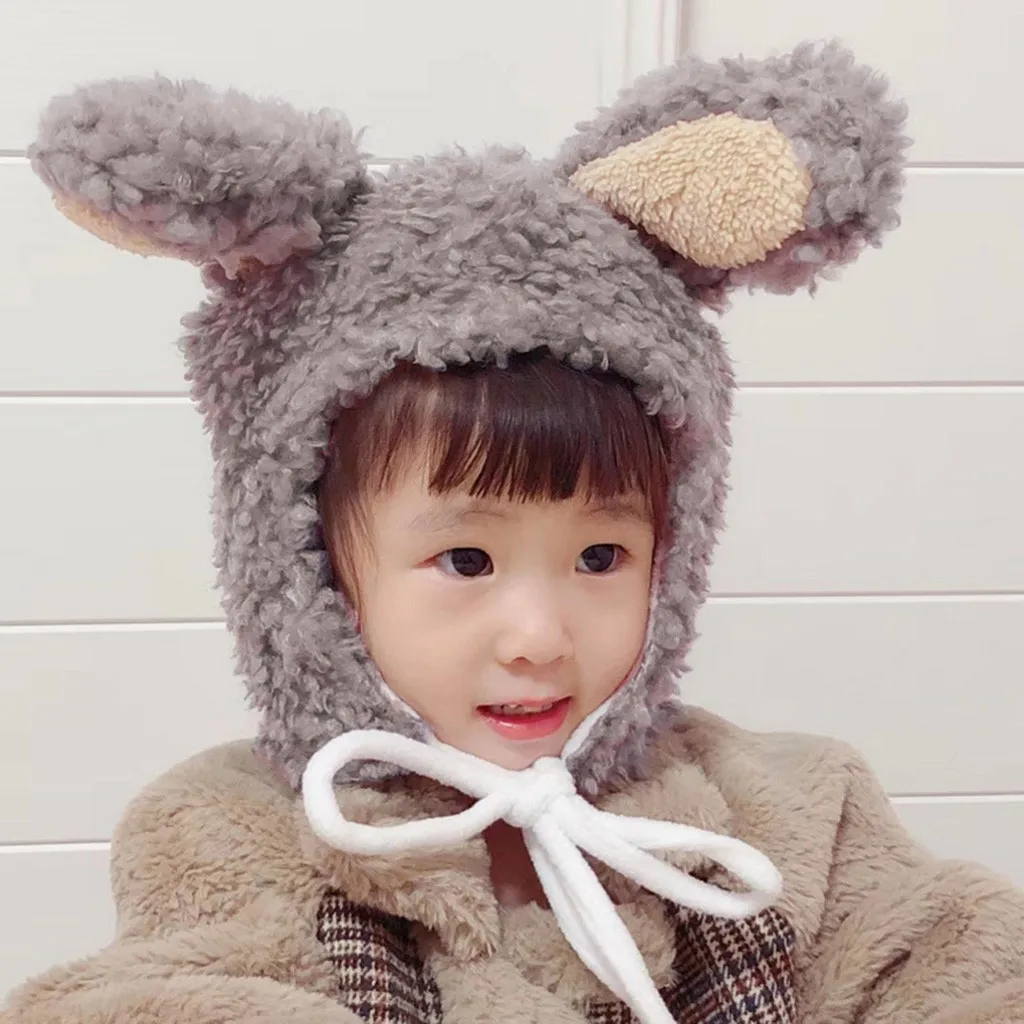 Baby Infant Winter Hats Newborn Girl Boy Warm Cartoon Earflap Knit Crochet Beanie M1106