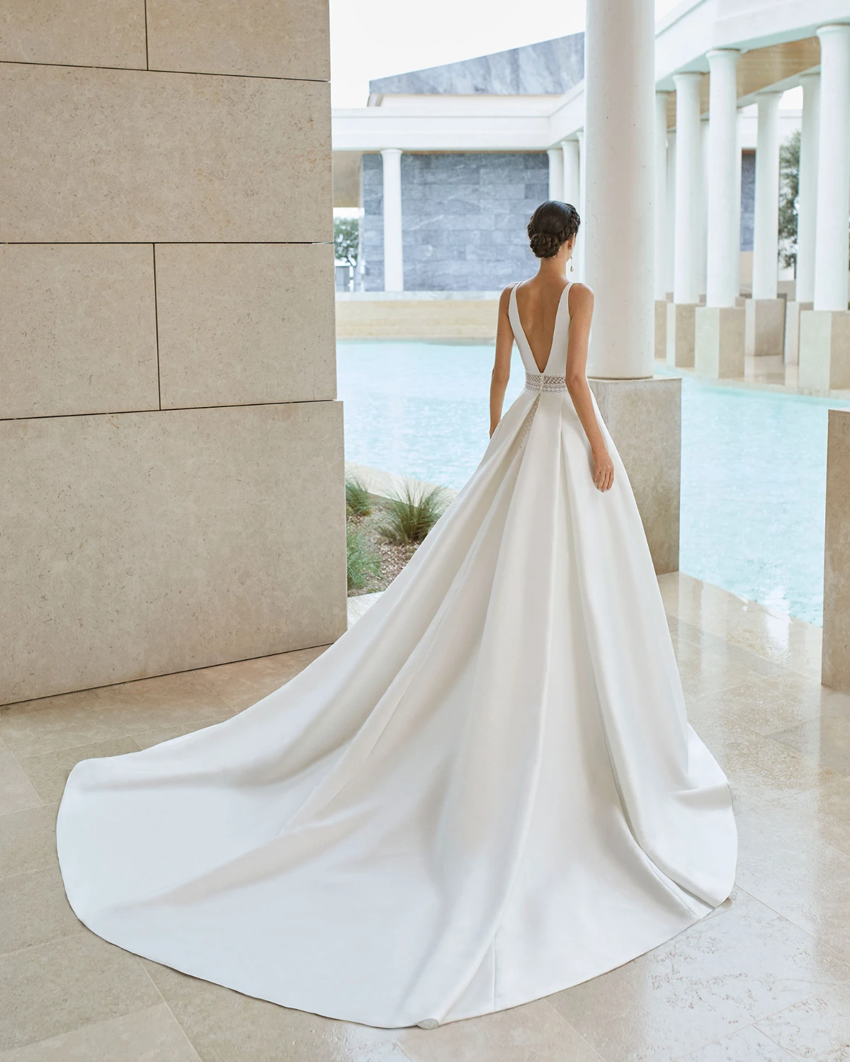 Vivian's Bridal Simple Matta атласное свадебное платье Boho кружевные с кушаком съемный кружевной топ двойной глубокий v-образный вырез атласное свадебное платье