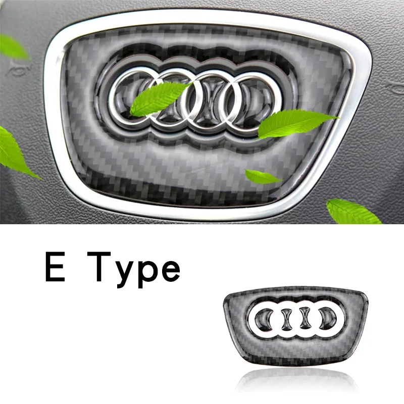 E Type Carbon Fiber Steering Wheel Emblem 3D Stickers Car Styling Accessories For Audi A1 A3 A5 A4 A6 A7 A8 S3 S4 S5 S6 S7 Q3 Q5 Q7 TT - Color Name: E Type