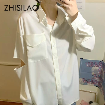 

Chiffon Blouse Women White Long Sleeve Shirts Loose Ripped Oversize Blouse Office Lady Solid Vintage Elegant Blouse Blusas Mujer