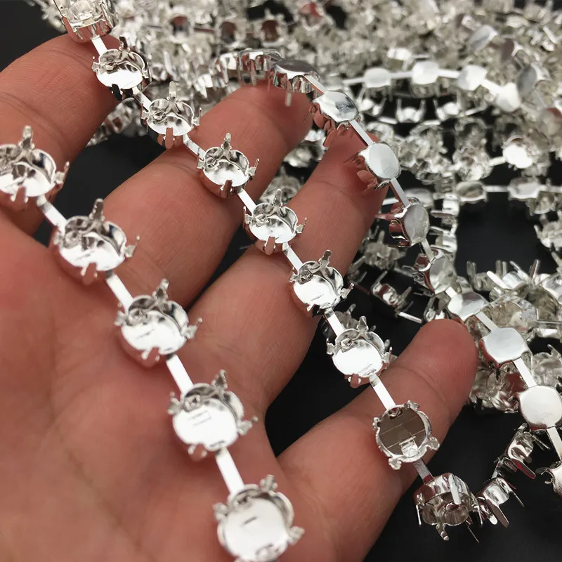 

SS28 SS38 Silver/Brass Color Metal Brass Claw Empty Cup Chains for Sewing Round Stones