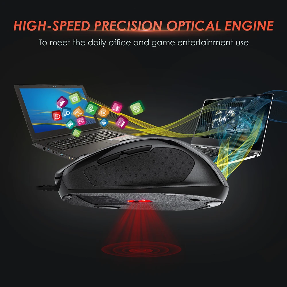 VicTsing PC124 Wired Mouse Ergonomic USB Optical Mouse 6 Buttons Mice Adjustable 3200 DPI Computer Mouse For PC Laptop Notebook (4)