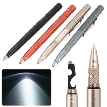 

Multi-function Tactical Pen Survival Military LED Flashlight Glass Breaker Self Defense Tool Ballpoint Pens PUO88