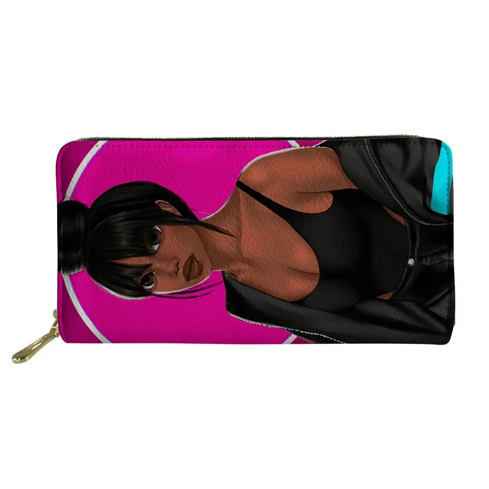 Thikin афро-американская принцесса Черная Девушка молния телефон сумка держатель карты для кошелек для дам Carteira сумки Notecase