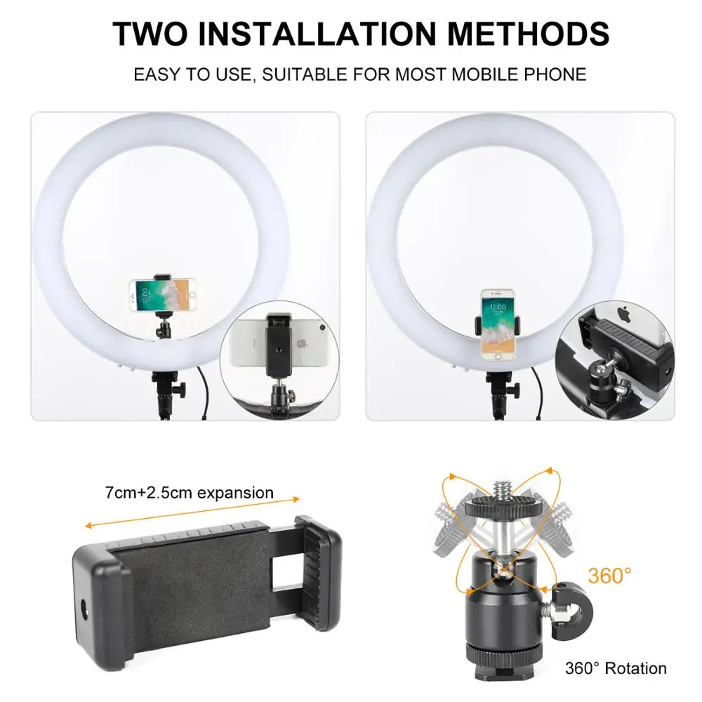 Светодиодный кольцевой светильник для фотостудии для фотосъемки с регулируемой яркостью видео свет для Youtube макияж селфи с держатель штатива