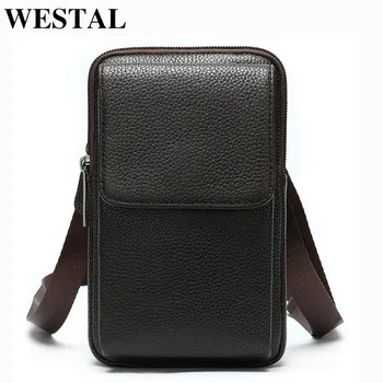 

WESTAL Men's Shoulder Bag for Men Men's Genuine Leather Bags for Phone Flap Messenger Bag Man Leather Crossbody Bags Male 8891