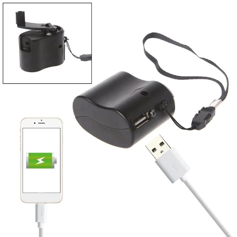 

Manual Charger Emergency Outdoor Portable Hand Power USB Dynamo Crank For Phone