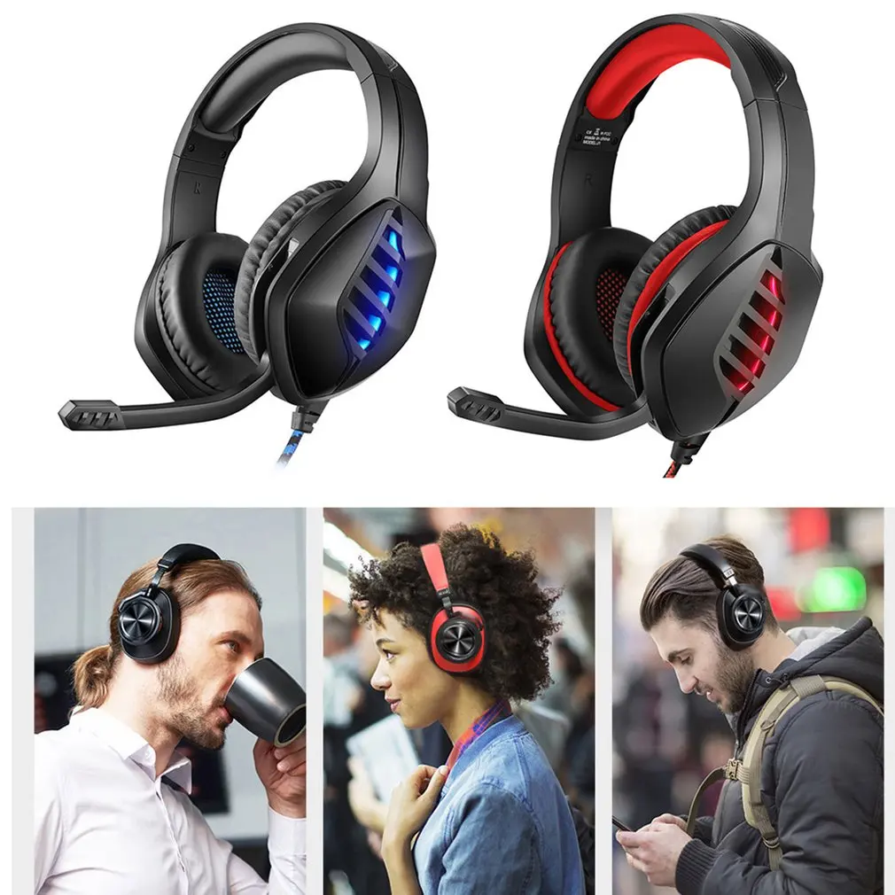 J1 A Head mounted Wired Luminous Earphones Gaming Headsets Portable Wired Mobile Phone Computer Headsets