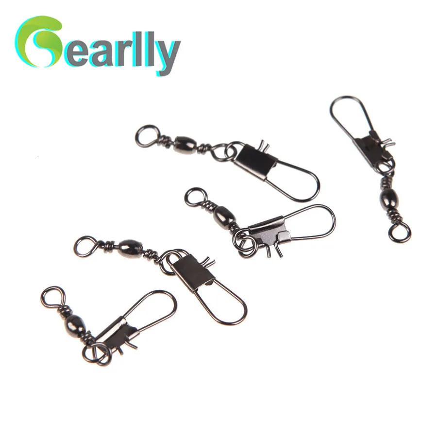 50pcs-10-Stainless-Steel-Fishing-Connector-Rolling-Barrel-Swivel-With-Safety-Snap-Solid-Rings-Tackle-Accessories