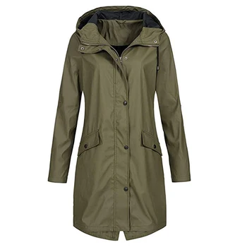 

Hiking Camping Autumn Hooded Zipper Outdoor Women Coat Long Sleeve Casual Climbing Windproof Winter Ladies Medium Length