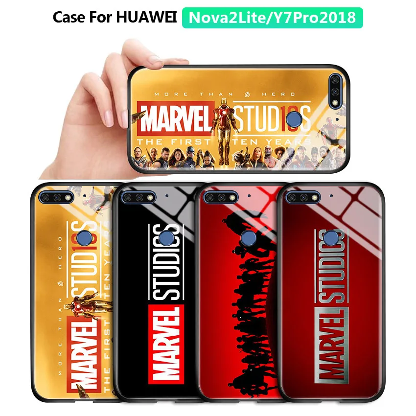 Для Huawei Nova 2 Lite / Y7 Prime 2018 Enjoy 8 Classic Marvel Studio логотип глянцевый чехол закаленное