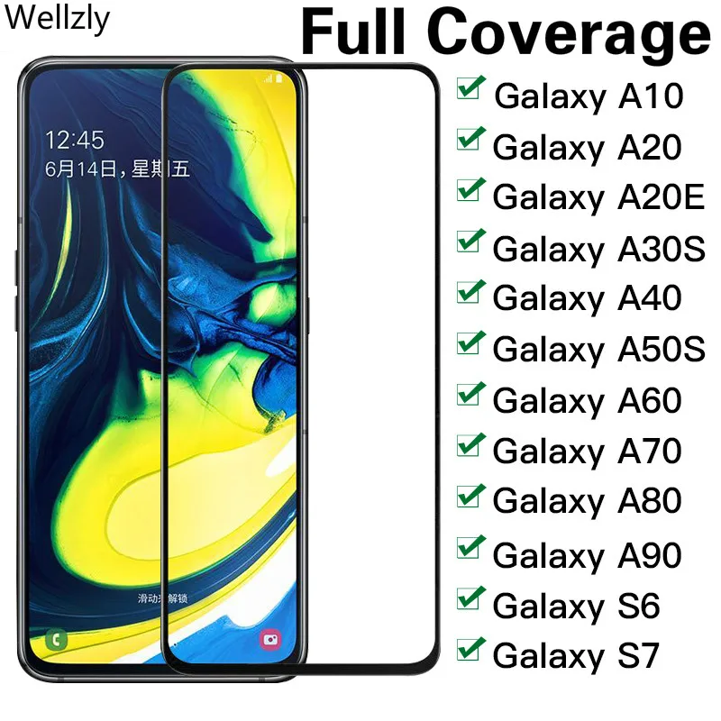 Защитное стекло для Samsung Galaxy A50 A70 A20 E A30 S A60 A80 A90 полное покрытие Защита экрана S7 A10